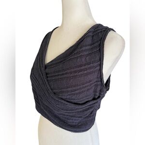 FREE PEOPLE x FP BEACH Aloha Ribbed Black Criss-Cross Crop Tank Top Boho Sz S